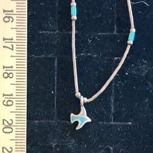 Vintage Old Pawn Native American Sterling Silver/Turquoise Bird Pendant Necklace